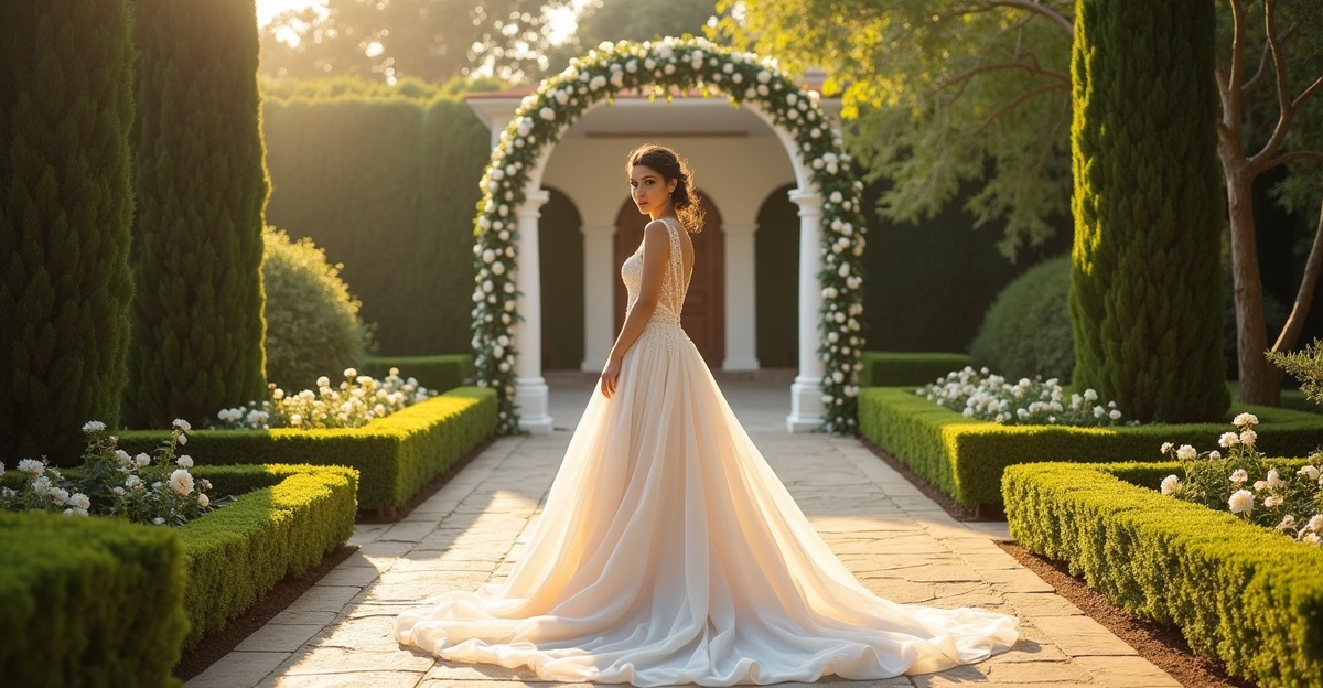 Novia en jardín de Grand Gardenia Puebla en ceremonia al aire libre