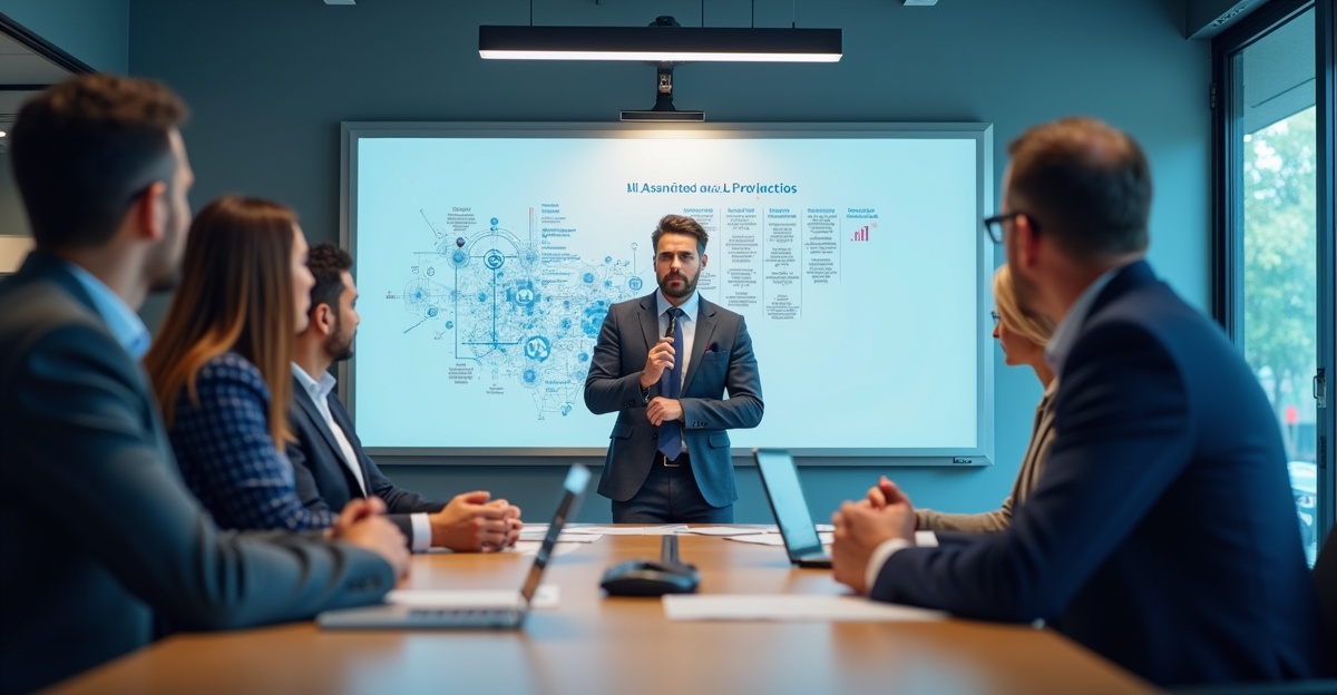 Empresarios mexicanos discutiendo la adopción de IA