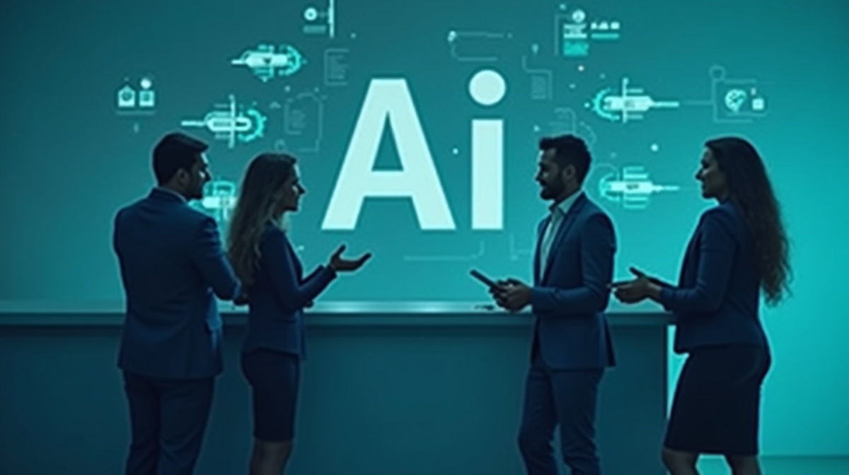 Equipo de trabajo discutiendo estrategia de IA