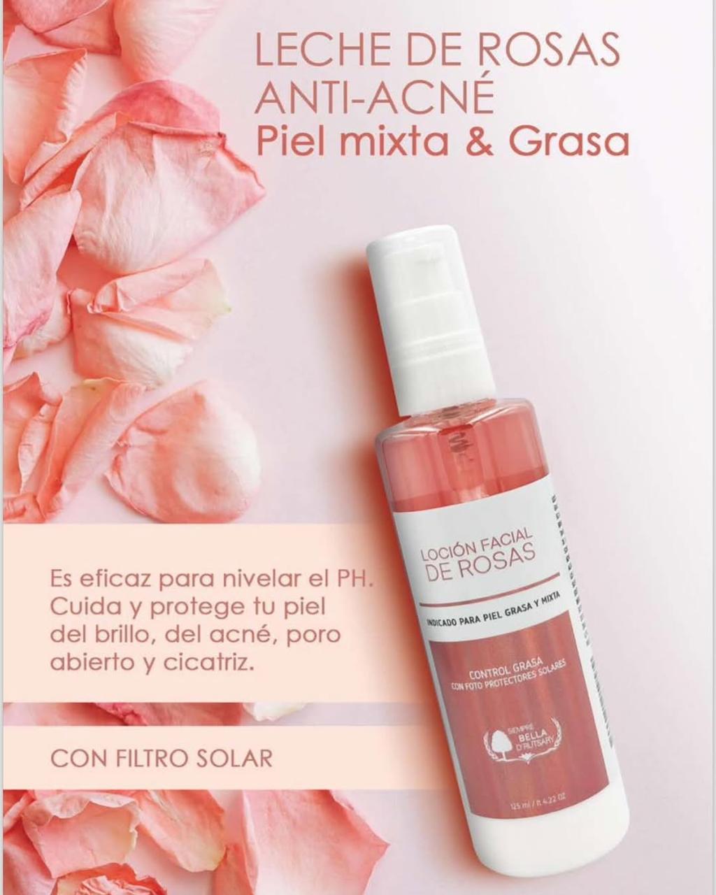 Leche de rosas anti-acné